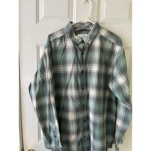 Nautica Men's Shirt Plaid‎  xL long sleeve button down A Bit Trimmer blue green